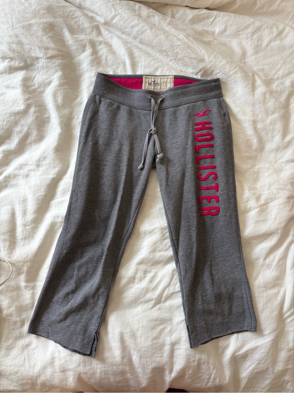 Hollister Gray capri Joggers with Pink Logo